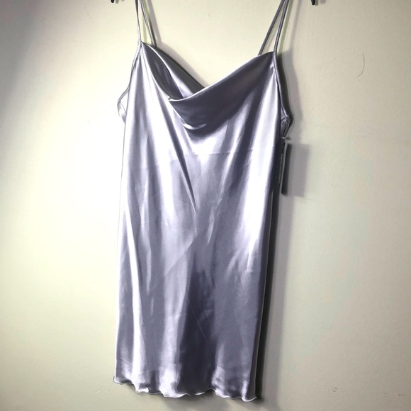 BEBE NWT Silver spaghetti strap slip dress SIZE: Large Armpit to armpit 21” - Picture 4 of 12